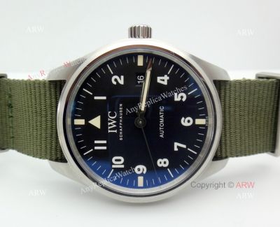 Swiss Copy IWC Portuguese Black Face Green nylon Strap Wrist Swiss 2892